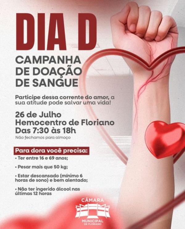 26 de julho: Dia D de Campanha de Doação de Sangue em Floriano: Participe e salve vidas.(Imagem:Divulgação)