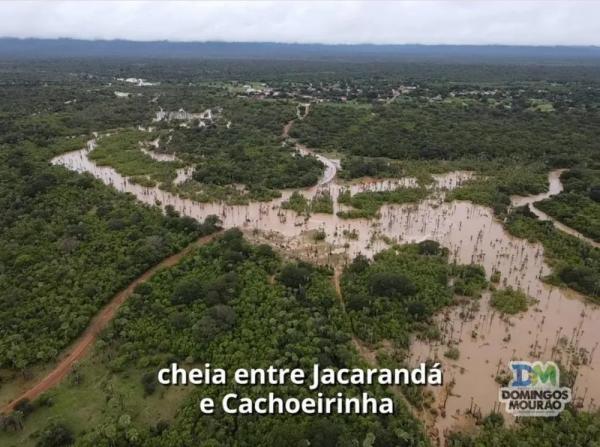 Cidade de Domingo Mourão (PI) após fortes chuvas.(Imagem:Divulgação/Prefeitura de Domingos Mourão)