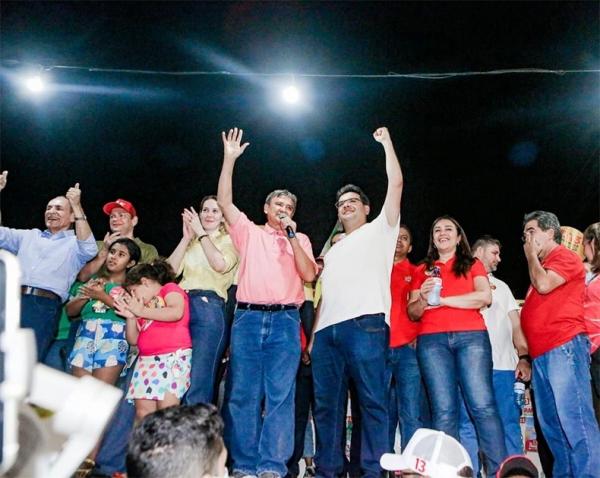 Rafael Fonteles e Wellington Dias participam de carreata em Oeiras.(Imagem:Ascom WD/RF)