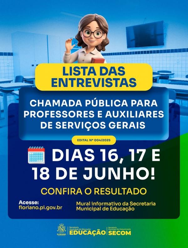 Prefeitura divulga cronograma de entrevistas da Chamada Pública(Imagem:Reprodução/Instagram)