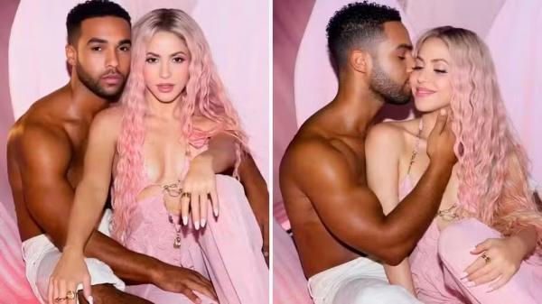 Shakira ao lado de Lucien Laviscount nas fotos promocionais de 