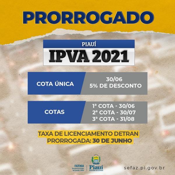 Pagamento do IPVA prorrogado no Piauí.(Imagem:Divulgação)
