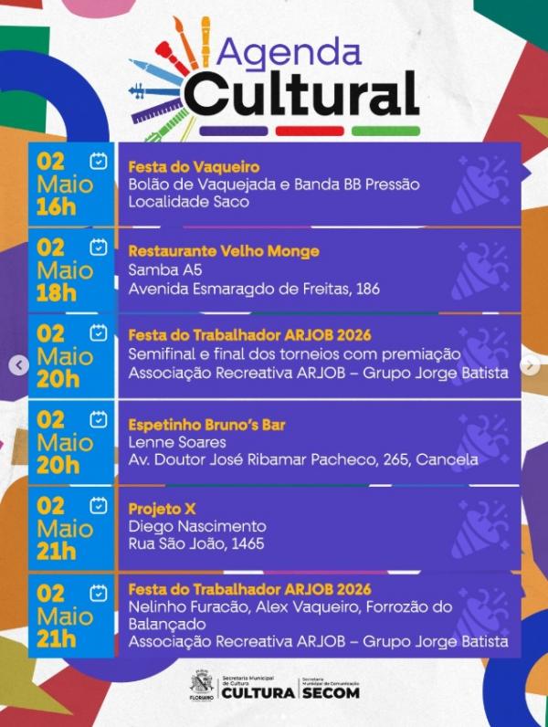 Agenda cultural movimenta feriado e fim de semana em Floriano com diversas atra&ccedil;&otilde;es(Imagem:Reprodu&ccedil;&atilde;o/Instagram)