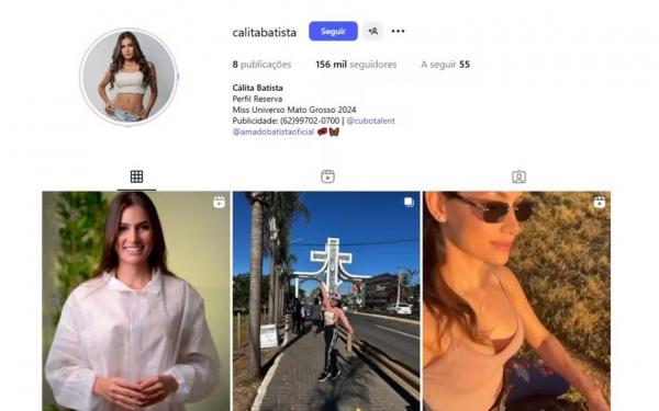 Esposa de Amado Batista usa perfil reserva no Instagram após suspensão de conta.(Imagem:Reprodução/Instagram de Cálita)