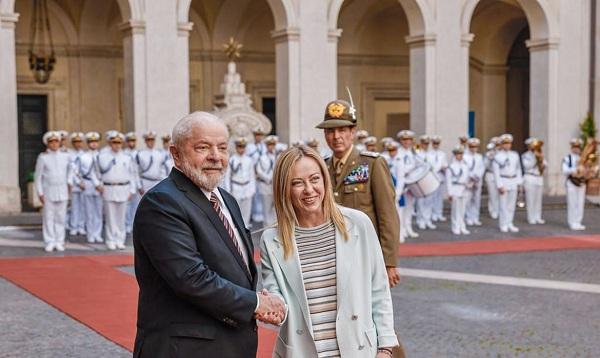 Lula se reuniu em Roma com primeira-ministra Giorgia Meloni.(Imagem:Ricardo Stuckert/PR)