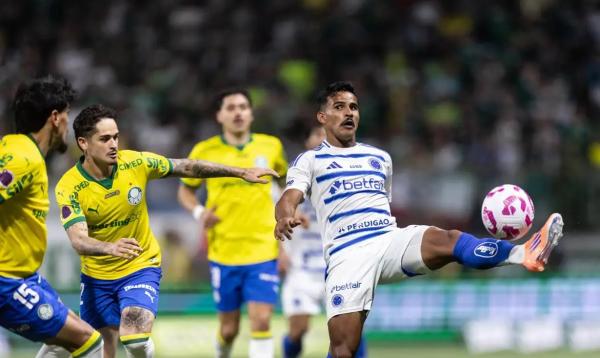 Lance de jogo entre Palmeiras e Cruzeiro pelo Campeonato Brasileiro de Futebol Série A.(Imagem:Caíque Coufal/Cruzeiro)