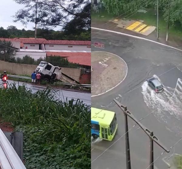 Forte chuva alaga ruas e arrasta veículos em Teresina(Imagem:Reprodução)