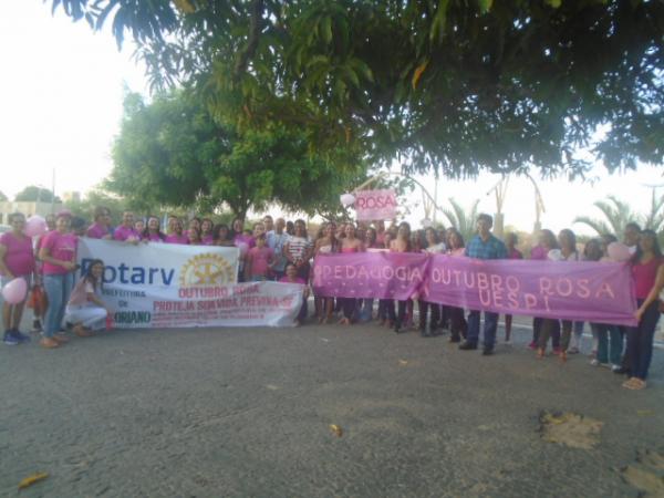 Mulheres participam de caminhada pelo Outubro Rosa em Floriano
