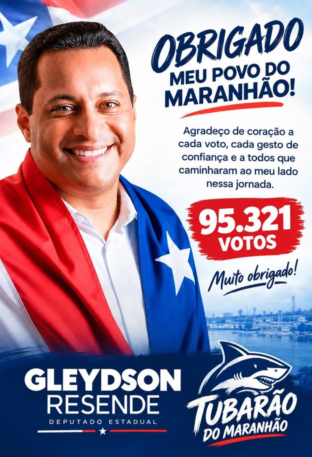 Com 95.645 votos, Gleydson Resende agradece aos maranhenses pela confiança nas urnas    