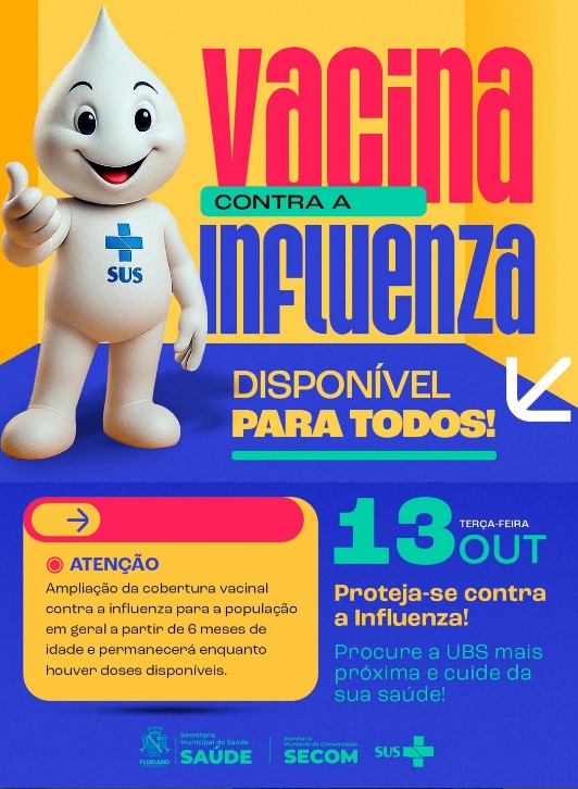 Vacinação contra a Influenza está disponível para pessoas a partir dos 6 meses de idade