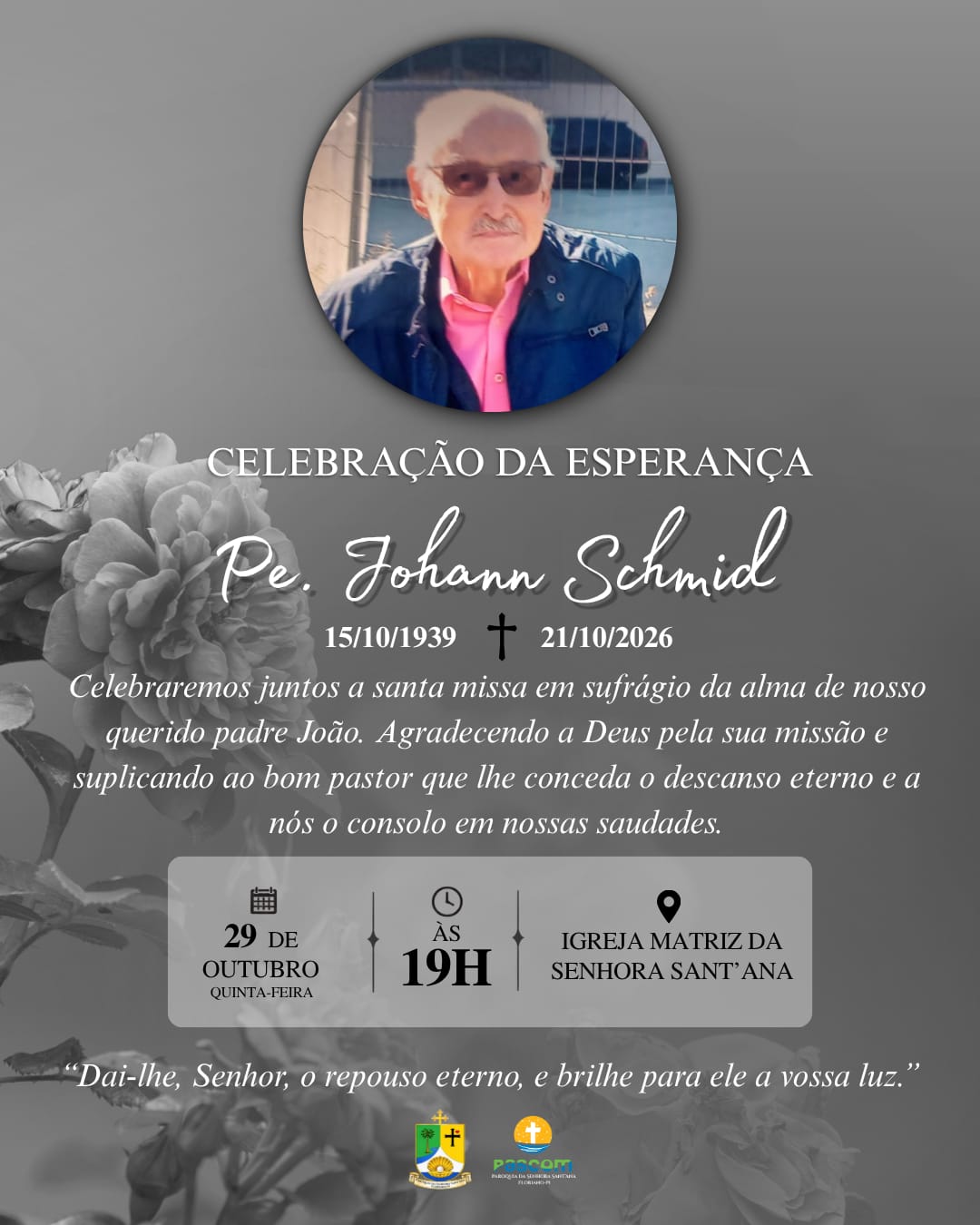 Paróquia de Sant’Ana realizará celebração em memória do Padre Johann Schmid em Floriano