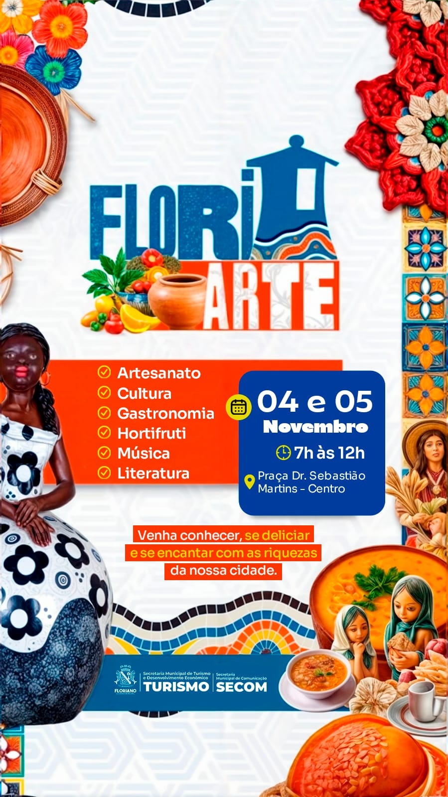 FloriArte será realizada nos dias 4 e 5 de novembro na Praça Dr. Sebastião Martins, em Floriano

